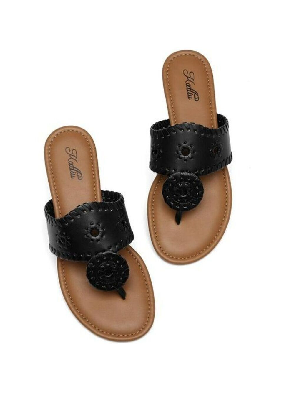 Womens Slip On Flat Sandals Dressy Thong Flip Flops Summer Slide Shoes